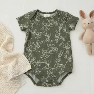 Dubbelgaas/mousseline EMBROIDERY Climbing flowers pickle