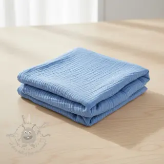 Dubbelgaas/mousseline royal blue
