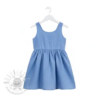 Dubbelgaas/mousseline royal blue