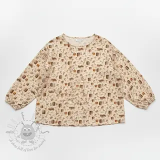 Dubbelgaas/mousseline Little farm animals design C digital print