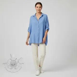 Dubbelgaas/mousseline royal blue ORGANIC