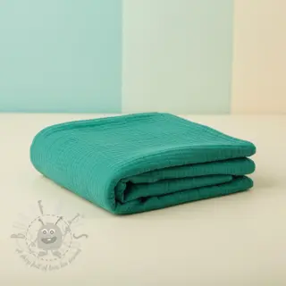 Dubbelgaas/mousseline dark teal ORGANIC