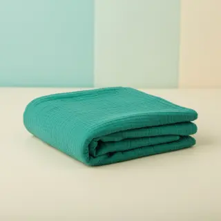Dvojitá gázovina/mušelín dark teal ORGANIC