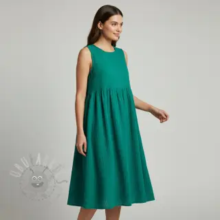 Dubbelgaas/mousseline dark teal ORGANIC