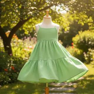 Dvojitá gázovina/mušelín light lime ORGANIC