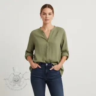Dubbelgaas/mousseline moss green ORGANIC