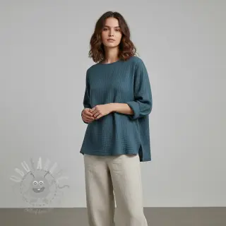 Dubbelgaas/mousseline indigo ORGANIC