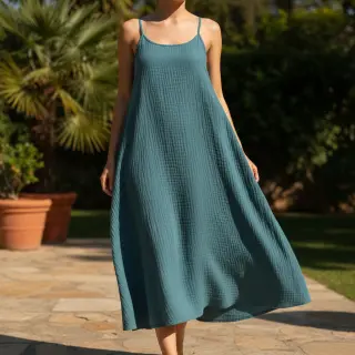 Dvojitá gázovina/mušelín indigo ORGANIC