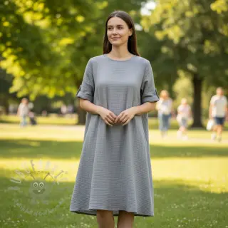 Dubbelgaas/mousseline grey ORGANIC