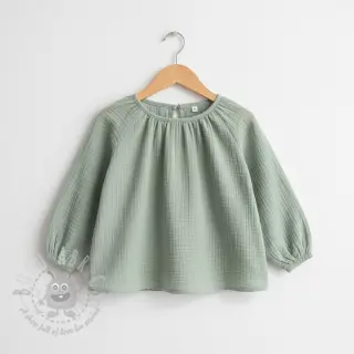 Dubbelgaas/mousseline dark mint ORGANIC