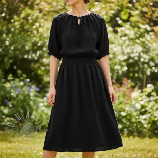 Dubbelgaas/mousseline black ORGANIC