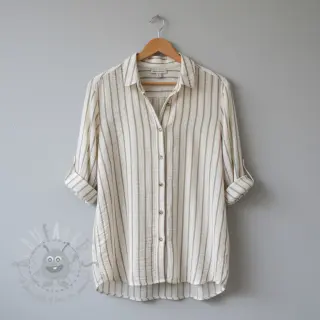 Dubbelgaas/mousseline YARN DYED Thin strip beige