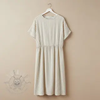 Dubbelgaas/mousseline YARN DYED Thin strip beige