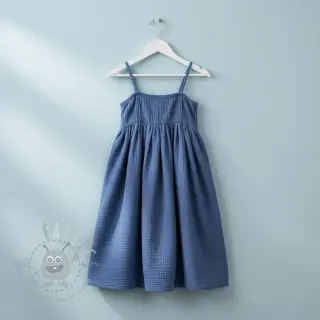 Dubbelgaas/mousseline midnight blue