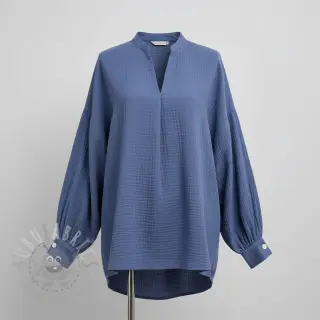 Dubbelgaas/mousseline midnight blue