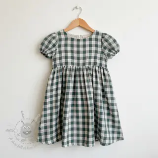 Dubbelgaas/mousseline Double sided CHECKS MINI cyan