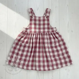 Dubbelgaas/mousseline Double sided CHECKS MINI rosewood
