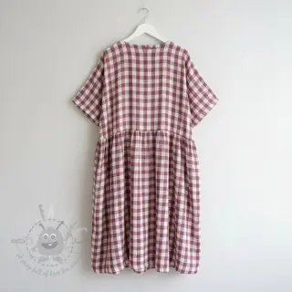 Dubbelgaas/mousseline Double sided CHECKS MINI rosewood