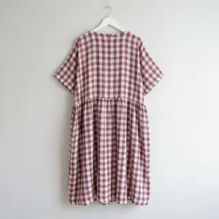 Dvojitá gázovina/mušelín Double sided CHECKS MINI rosewood