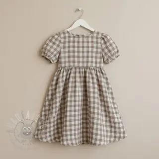 Dubbelgaas/mousseline Double sided CHECKS MINI sand