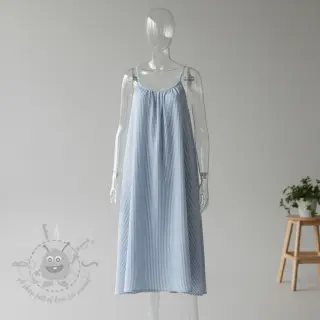 Dubbelgaas/mousseline YARN DYED Stripes light blue