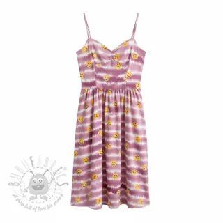 Dubbelgaas/mousseline Happy faces blush digital print