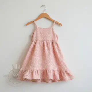 Dubbelgaas/mousseline JACQUARD Dots pink