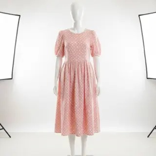 Dvojitá gázovina/mušelín JACQUARD Dots pink