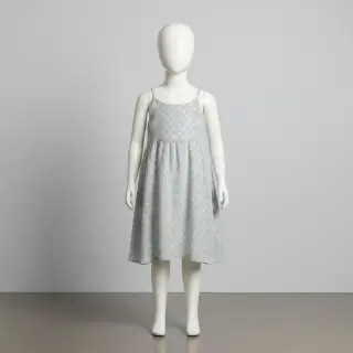 Dvojitá gázovina/mušelín JACQUARD Dots light blue