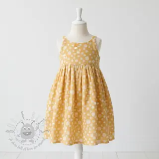 Dubbelgaas/mousseline JACQUARD Dots dark yellow