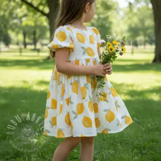 Dubbelgaas/mousseline Lemons white