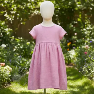 Dubbelgaas/mousseline light pink ORGANIC