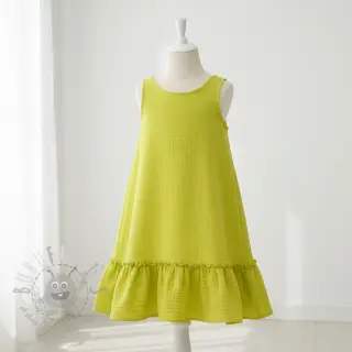 Dubbelgaas/mousseline neon yellow