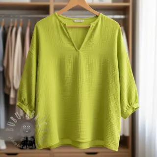 Dubbelgaas/mousseline neon yellow