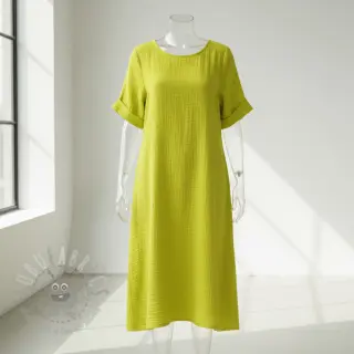 Dubbelgaas/mousseline neon yellow
