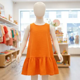 Dubbelgaas/mousseline neon orange