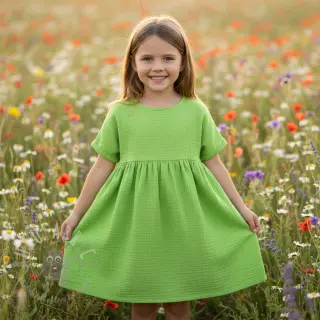 Dubbelgaas/mousseline neon lime