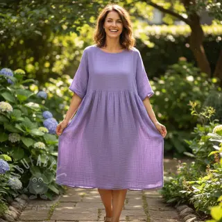 Dubbelgaas/mousseline lavender