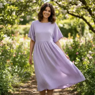 Dubbelgaas/mousseline bright violet