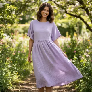 Dvojitá gázovina/mušelín bright violet