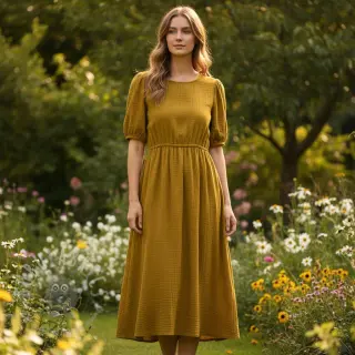 Dubbelgaas/mousseline gold