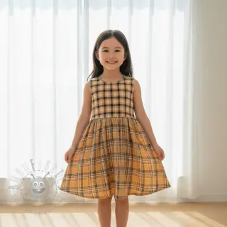 Dubbelgaas/mousseline Double sided CHECKS multicolour brown