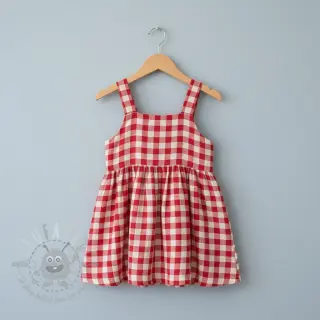Dubbelgaas/mousseline Double sided CHECKS MINI red