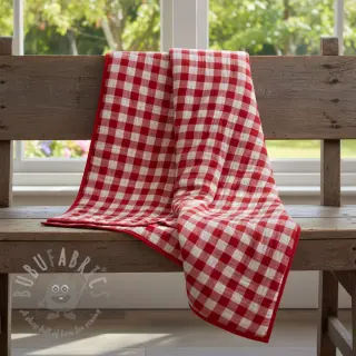 Dubbelgaas/mousseline Double sided CHECKS MINI red