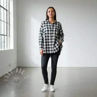 Dubbelgaas/mousseline Double sided CHECKS MINI black