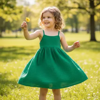 Dvojitá gázovina/mušelín hunter green