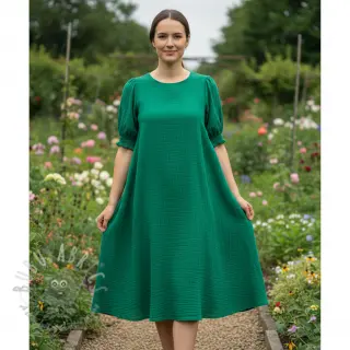 Dubbelgaas/mousseline hunter green