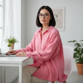 Dvojitá gázovina/mušelín pink ORGANIC