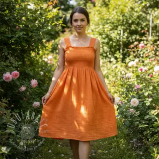 Dubbelgaas/mousseline orange