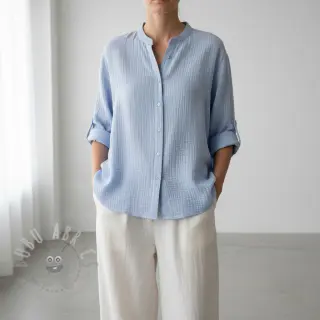 Dubbelgaas/mousseline blue heaven ORGANIC